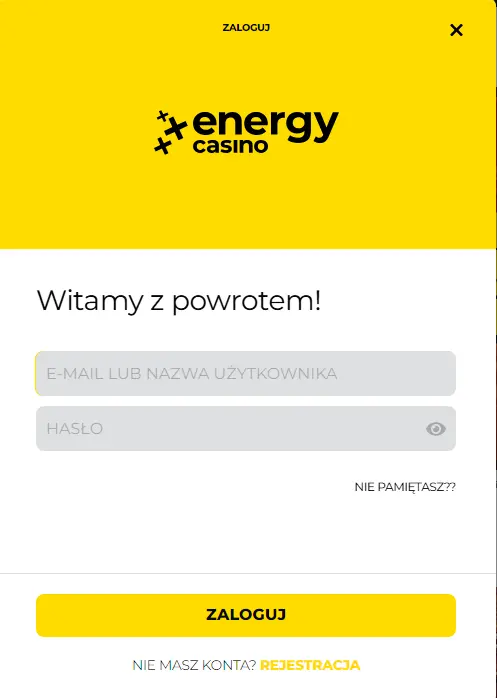Logowanie do konta gracza w kasynie online Energy casino
